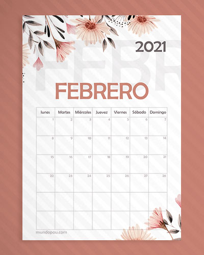 calendario febrero 2021